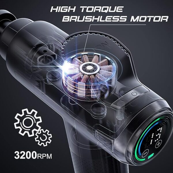 Fusion Black Pro Deep Tissue Massage Gun for Athletes - Percussion Massager for Pain Relief, Muscle Therapy and Relaxation - Image 5