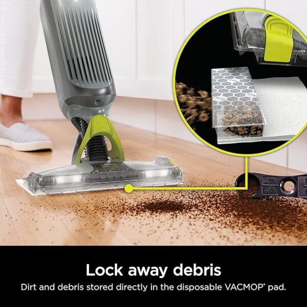 Shark VACMOP Pro Cordless Hard Floor Vacuum Mop with On-Demand Spray and Headlights, includes 4 Disposable VACMOP Pads and a 12oz VACMOP solution, Charcoal Gray, VM252 - Image 4