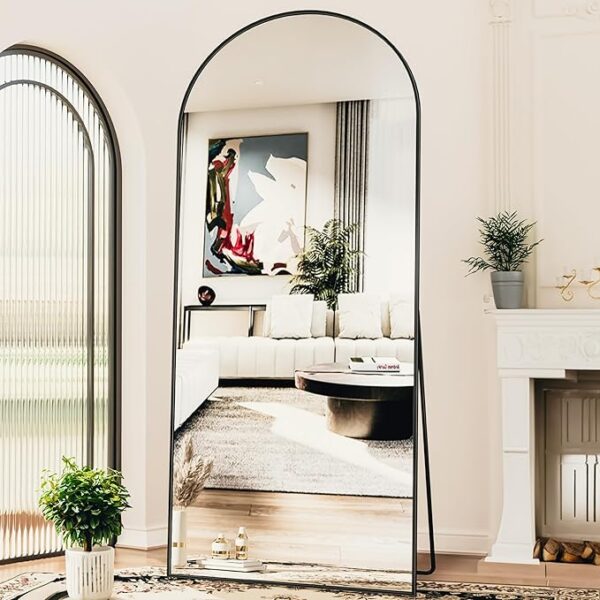 Antok Arched Full Length Mirror, 76"x34" Arched Floor Mirror, Glassless Mirror Full Length with Stand, Floor Mirror Freestanding, Wall Mounted Mirror for Bedroom Living Room, Black