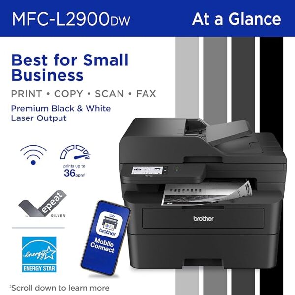 Brother MFC-L2900DW Wireless Compact Monochrome All-in-One Laser Printer with Duplex Copy & Scan, Fax, Black & White | Includes Refresh Subscription Trial(1) - Image 4