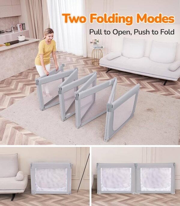 Dripex Foldable Baby Playpen, 71"×69" Play Pens for Babies and Toddlers, Safe Anti-Fall Play Yard with Gates, Baby Fence with Breathable Mesh, Indoor & Outdoor Kids Activity Center, Ash Grey - Image 4