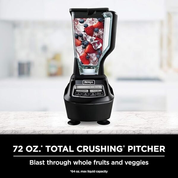 Ninja BL770 Mega Kitchen System, 1500W, 4 Functions for Smoothies, Processing, Dough, Drinks & More, with 72 Blender Pitcher, 64 Processor Bowl, (2) 16-oz. to-Go, Black, with 2 Nutri Cups + Lids - Image 6