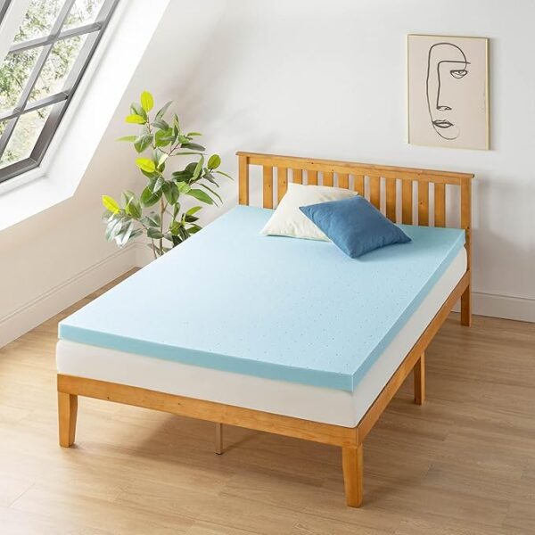 Best Price Mattress 3 Inch Ventilated Memory Foam Mattress Topper, Cooling Gel Infusion, CertiPUR-US Certified, Queen Blue - Image 6