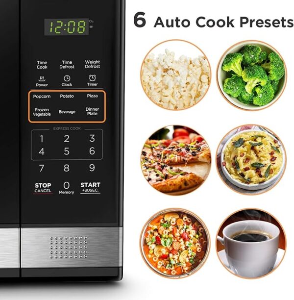 BLACK+DECKER EM031MB11 Digital Microwave Oven with Turntable Push-Button Door, Child Safety Lock, 1000W, 1.1cu.ft, Black & Stainless Steel, 1.1 Cu.ft - Image 6