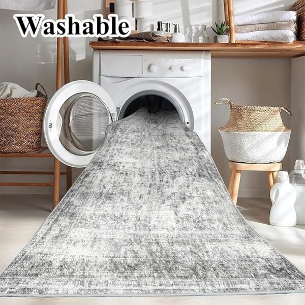 5x7 Washable Area Rug Gray Vintage Traditional Floor Cover Foldable Thin Kitchen Accent Indoor Distressed Non Slip Carpet Floral Print Mat Bedroom Living Room Bathroom - Image 5