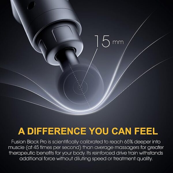 Fusion Black Pro Deep Tissue Massage Gun for Athletes - Percussion Massager for Pain Relief, Muscle Therapy and Relaxation - Image 6