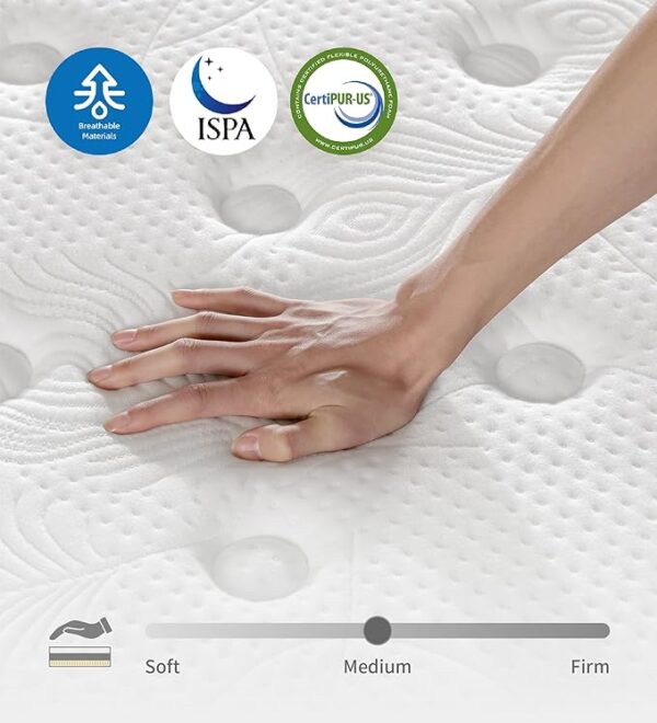 Full Size Mattress, 12 Inch Hybrid Full Mattress in a Box with Memory Foam & Individual Pocket Spring for Edge Support, Pressure Relief, Medium Firm,CertiPUR-US. - Image 4