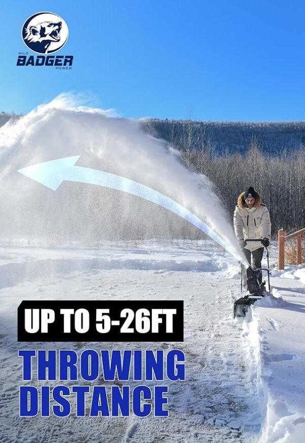 Snow Blower Cordless 40V Electric Brushless with LED 2Pcs 40V 4.0Ah Battery Longer Running Time for Wet Snow and Heavy Snow - Image 5