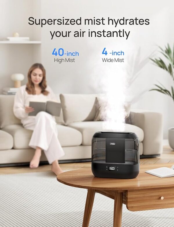 Dreo Smart Humidifiers for Bedroom, Top Fill 4L Cool Mist Humidifier with Nightlight, 32H Runtime, Touch/APP/Voice Control, Quiet Ultrasonic Humidifiers for Large Room, Home, Baby, Plants, Office - Image 5