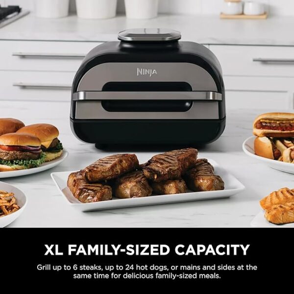 Ninja Indoor Grill, Foodi Smart XL 6-in-1 Indoor Grill with Air Fry, Roast, Bake, Broil & Dehydrate, Smart Thermometer, Black/Silver, FG551 - Image 3