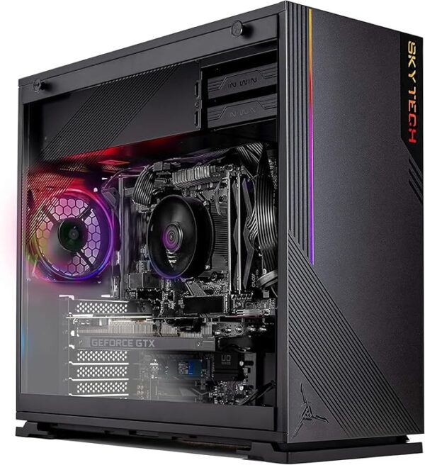 Skytech Gaming Azure Gaming PC Desktop – Intel Core i3 10105F 3.7 GHz, NVIDIA GTX 1650, 500GB NVME SSD, 16GB DDR4 RAM 3200, 650W Gold PSU, 11AC Wi-Fi, Windows 11 Home 64-bit,Black