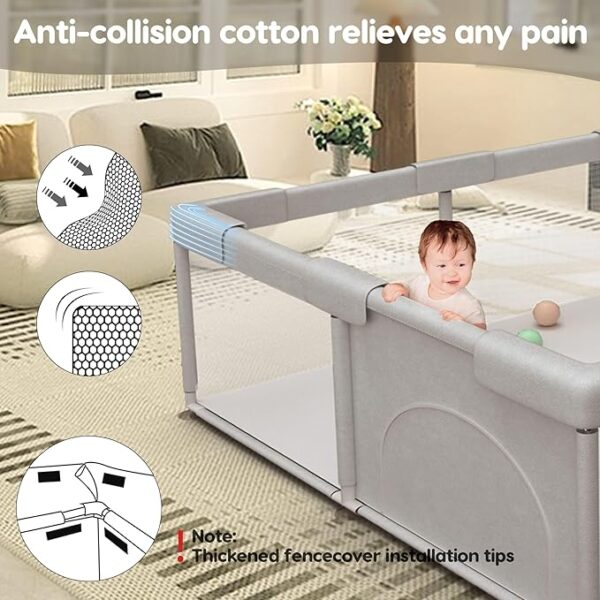 Baby Playpen Play Pens for Babies and Toddlers Baby Fence Baby Play Yards for Indoor & Outdoor with Breathable Mesh Anti-Fall Playpen - Image 7