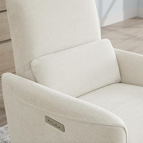 CHITA Power Recliner Chair Swivel Glider, FSC Certified Upholstered Living Room Nursery Reclining Sofa Chair with Lumbar Support, Linen - Image 3