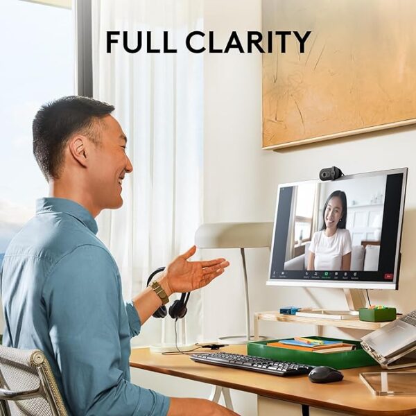 Logitech Brio 101 Full HD 1080p Webcam Made for Meetings and Works for Streaming — Auto-Light Balance, Built-in Mic, Privacy Shutter, USB-A, for Microsoft Teams, Google Meet, Zoom, and More - Black - Image 4