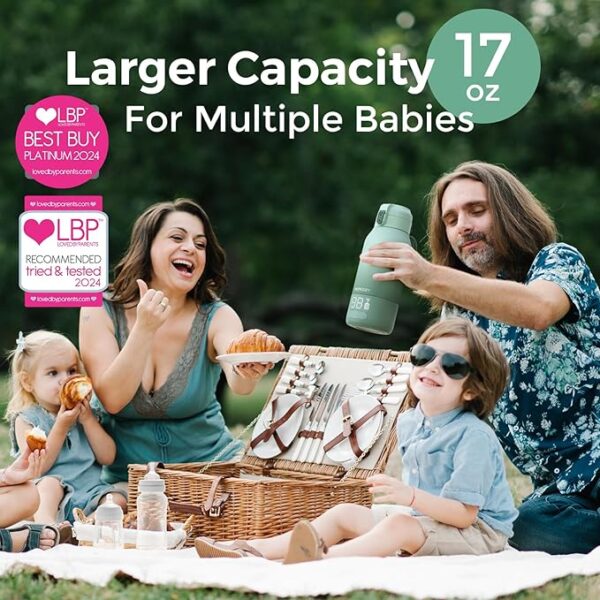 Momcozy Portable Milk Warmer for Travel – Dual Heating Modes for Breast Milk & Water, Portable Bottle Warmer with Fast Heating & Long Battery Life, 17 Ounces Large Capacity to Meet Your All-Day Needs - Image 3