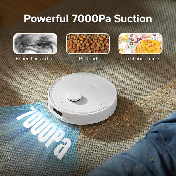 roborock Qrevo S Robot Vacuum and Mop, Self-Drying, Auto Mop Washing, 7000Pa Suction, Self-Emptying & Refilling, 10mm Mop Lifting, 200RPM Spinning Mops, Smart Obstacle Avoidance, White - Image 5