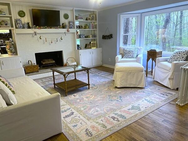 Modern Oushak Rug, Oversize Vintage Turkish Lavender Oriental Antique Inspired Washable Oversized Area Rugs, Extra Large Luxury Living Room Bedroom 9'8 x 13' - Image 5