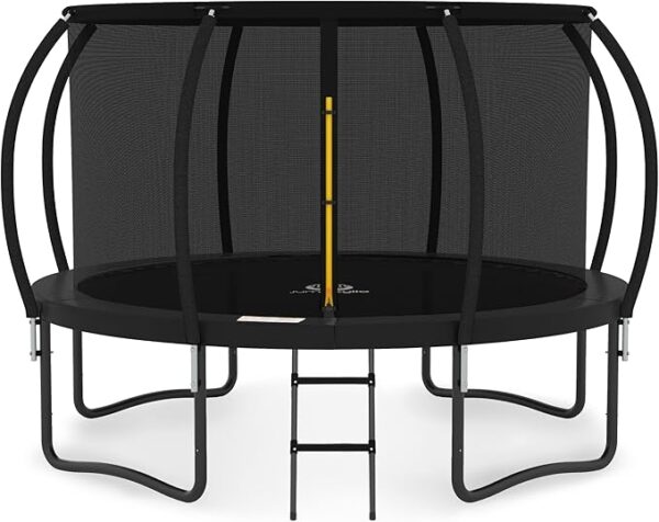 JUMPZYLLA Trampoline 8FT 10FT 12FT 14FT 15FT 16FT Trampoline with Enclosure - Recreational Trampolines with Ladder and AntiRust Coating, ASTM Approval Outdoor Trampoline for Kids