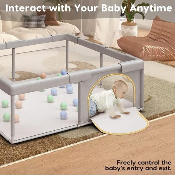Baby Playpen Play Pens for Babies and Toddlers Baby Fence Baby Play Yards for Indoor & Outdoor with Breathable Mesh Anti-Fall Playpen - Image 3