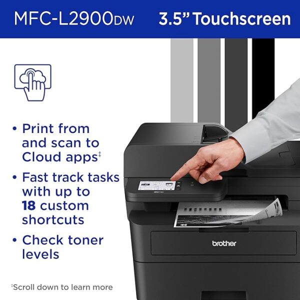 Brother MFC-L2900DW Wireless Compact Monochrome All-in-One Laser Printer with Duplex Copy & Scan, Fax, Black & White | Includes Refresh Subscription Trial(1) - Image 5
