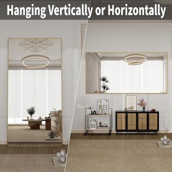 BEAUTYPEAK 71"x30" Rectangle Floor Mirror, Full Length Mirror Wall Mirror Hanging or Leaning, Aluminum Alloy Frame Full Body Mirror for Bedroom, Dressing Room, Gold - Image 5