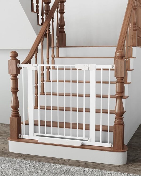 Cumbor 29.7-40.6" Baby Gate for Stairs, Mom's Choice Awards Winner-Dog Gate for Doorways, Pressure Mounted Self Closing Pet Gates for Dogs Indoor, Durable Safety Child Gate with Easy Walk Thru Door