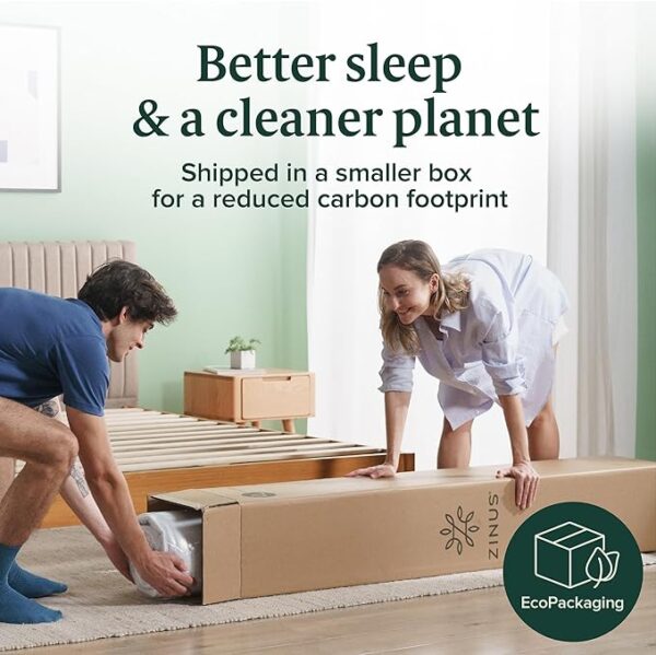 ZINUS 10 Inch Green Tea Memory Foam Mattress [New Version], Queen, Fiberglass free, Medium Firm Feel, Zoned Pressure Relief, Certified Safe Foams & Fabric, Mattress in A Box - Image 3