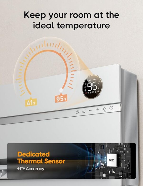 Dreo Smart Wall Heater, Electric Space Heater for Bedroom 1500W, 120° Vertical Oscillation, Adjustable Thermostat, Remote Control, 24H Timer, Easy-Mount Heater for Indoor Use, Works with Alexa, WH719S - Image 4
