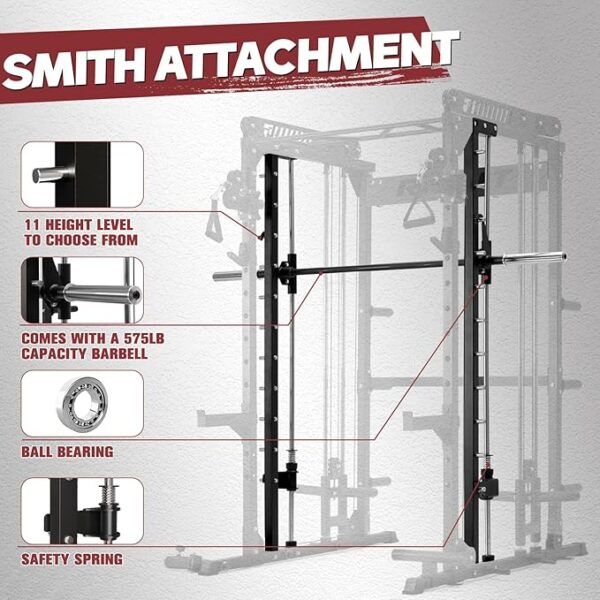 RitFit M1 & M1 Pro Smith Machine with Cable Crossover System, Multi-Function Squat Rack Power Cage for Home Gym, Power Rack and Packages - Image 4