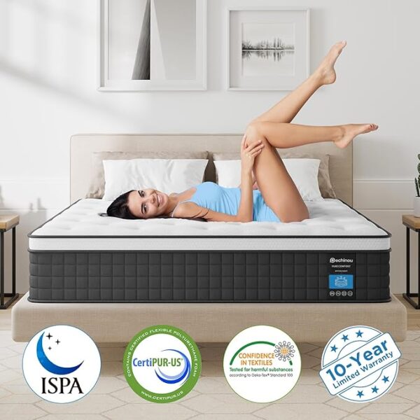 Full Size Mattress,10 Inch Hybrid Full Mattress in a Box with Memory Foam & Individual Pocket Spring for Motion Isolation, Edge Support, Soft and Comfortable, Pressure Relief, Medium Firm CertiPUR-US - Image 4
