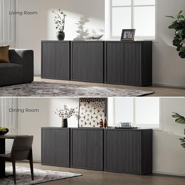 SICOTAS Buffet Cabinet with Storage Sideboard Accent Modern Credenza with Doors & Shelves Fluted 34.6" Tall Media Console Wood Mid Century Coffee Bar Table for Living Room Kitchen Dining Room Hallway - Image 2