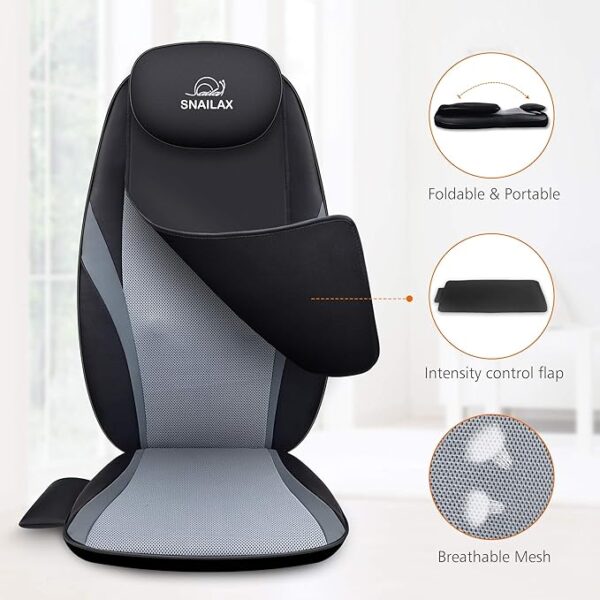 Snailax Shiatsu Massage Cushion with Heat Massage Chair Pad Kneading Back Massager for Home Office Seat use - Image 3