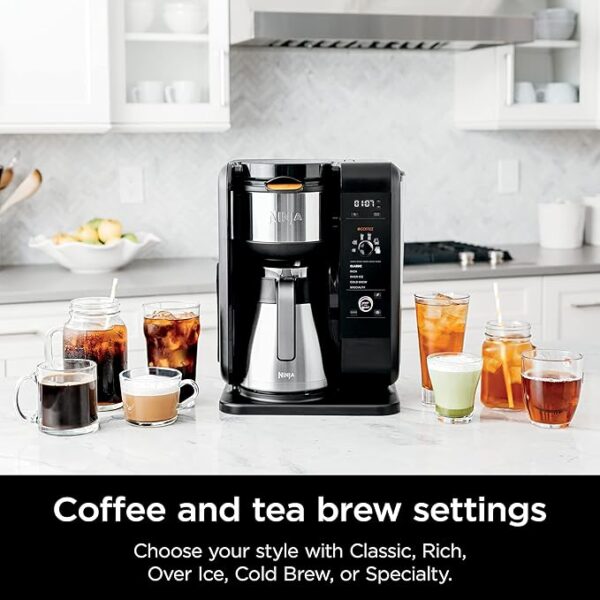 Ninja Hot and Cold Brewed System, Tea & Coffee Maker, with Auto-iQ, 6 Sizes, 5 Styles, 5 Tea Settings, 50 oz Thermal Carafe, Frother, Coffee & Tea Baskets, Dishwasher Safe Parts, Black, CP307 - Image 4