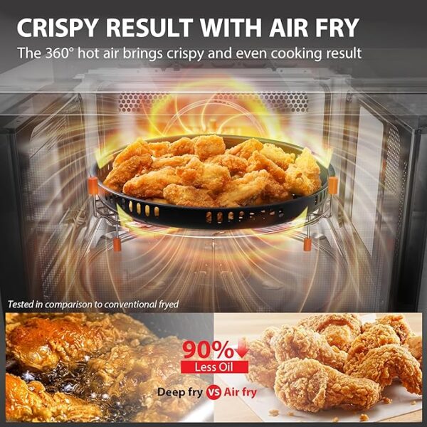 TOSHIBA Air Fryer Combo 8-in-1 Countertop Microwave Oven, with Convection, Broil, Odor Removal Mode, 12.4" Position Memory Turntable, Child-Lock, 1.0 Cu.ft, Black Stainless Steel, ML2-EC10SA(BS) - Image 5