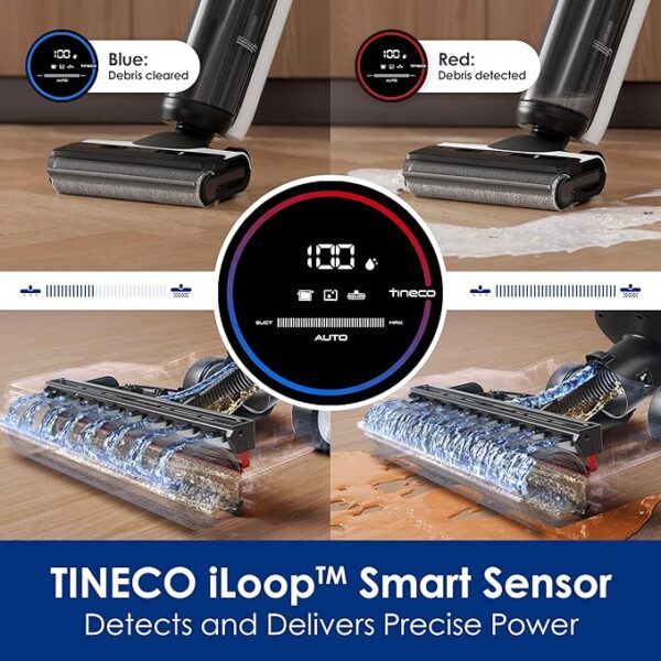 Tineco Floor ONE S5 Smart Cordless Wet Dry Vacuum Cleaner and Mop for Hard Floors, Digital Display, Long Run Time, Great for Sticky Messes and Pet Hair, Space-Saving Design, Blue - Image 4