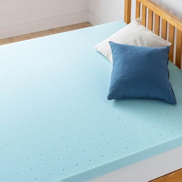 Best Price Mattress 3 Inch Ventilated Memory Foam Mattress Topper, Cooling Gel Infusion, CertiPUR-US Certified, Queen Blue - Image 4