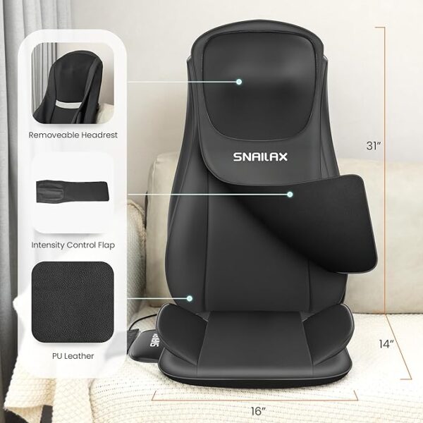 Snailax Shiatsu Neck and Back Massager with Heat, Chair Massager with Compression, Full Body Massage Chair Pad, Seat Massager, Gifts - Image 2