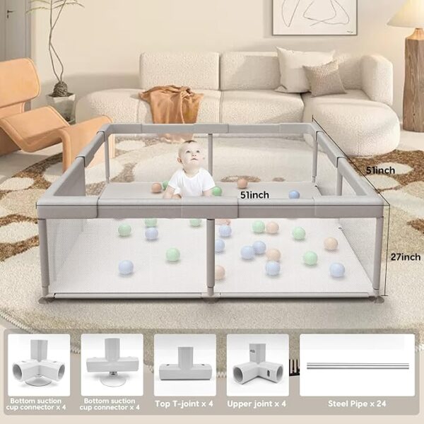 Baby Playpen Play Pens for Babies and Toddlers Baby Fence Baby Play Yards for Indoor & Outdoor with Breathable Mesh Anti-Fall Playpen - Image 6