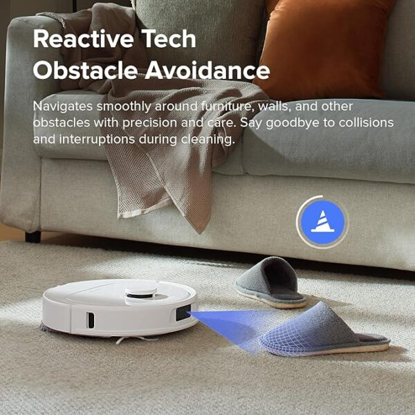 roborock Qrevo S Robot Vacuum and Mop, Self-Drying, Auto Mop Washing, 7000Pa Suction, Self-Emptying & Refilling, 10mm Mop Lifting, 200RPM Spinning Mops, Smart Obstacle Avoidance, White - Image 6