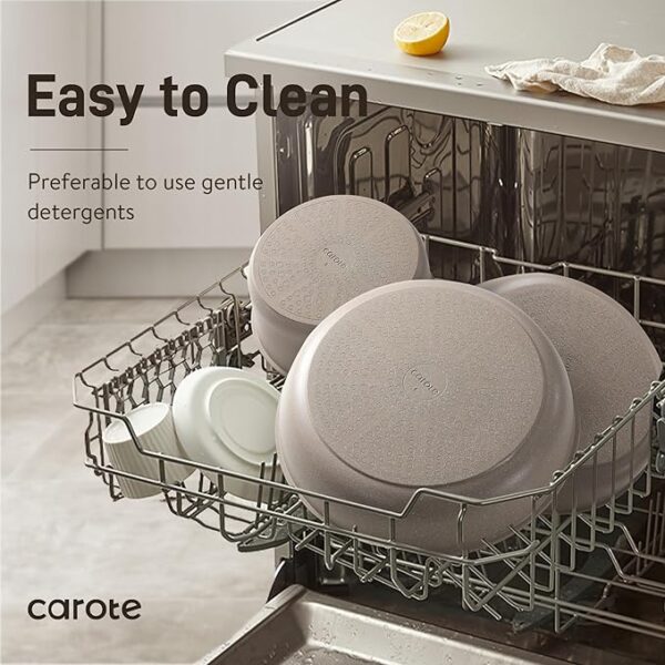CAROTE 23pcs Detachable Handle Pots and Pans Set, Nonstick Cookware Set, Removable Handle Pots and Pans Non Stick, RV Oven Safe Cookware, Induction Kitchen Set, Taupe, Dishwasher Safe - Image 7