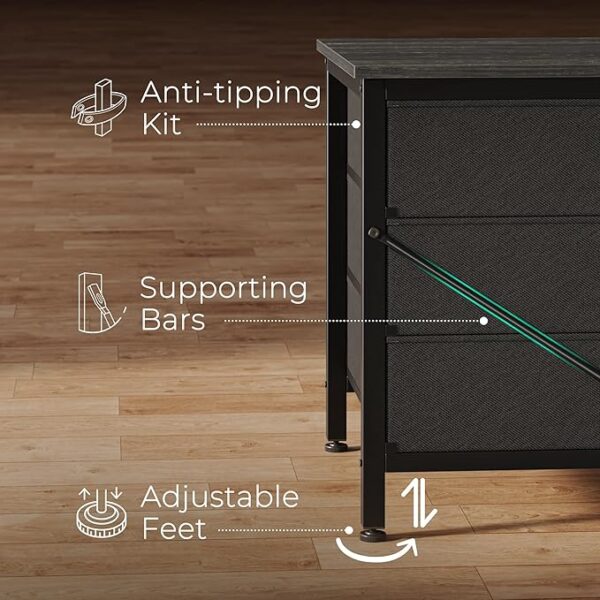 Huuger 63 Inch Dresser for Bedroom, Dresser for Closet with 9 Drawers, Large TV Stand for 55, 65, 70 Inch TV, Entertainment Center with Storage, Wide Long Dresser, Black - Image 7