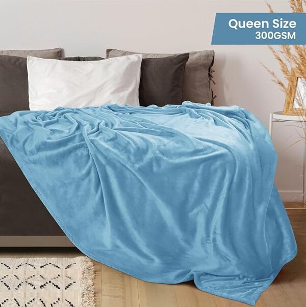 Utopia Bedding Fleece Blanket Queen Size Washed Blue 300GSM Luxury Fuzzy Soft Anti-Static Microfiber Bed Blanket (90x90 Inch) - Image 3