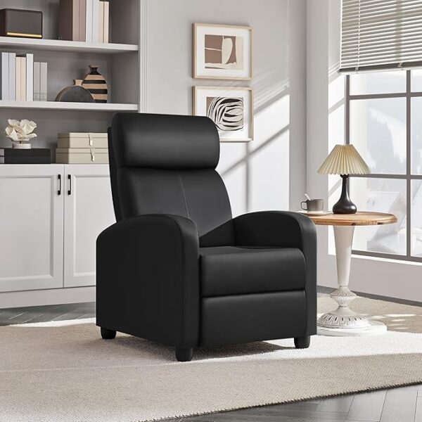 Yaheetech Recliner Chair PU Leather Recliner Sofa Home Theater Seating with Lumbar Support Overstuffed High-Density Sponge Push Back Recliners Armchair for Living Room - Image 4