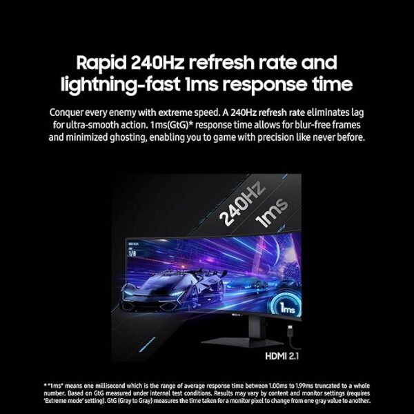 SAMSUNG 49" Odyssey G9 (G95C) Series DQHD 1000R Curved Gaming Monitor, 240Hz, 1ms(GtG), DisplayHDR 1000, AMD FreeSync Premium Pro, Eye Saver Mode, Auto Source Switch+, LS49CG950ENXZA, 2024 - Image 5