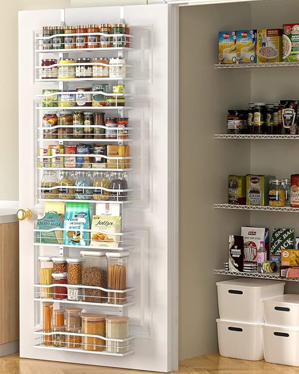 Moforoco White 9-Tier Over The Door Pantry Organizer, Pantry Organization And Storage, Metal Hanging Spice Rack Shelves Door, Home & Kitchen Essentials, Laundry Room Bathroom Organization - Image 5