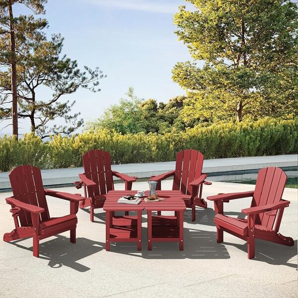 SERWALL Double Adirondack Side Table Set of 4, End Table- Red - Image 6