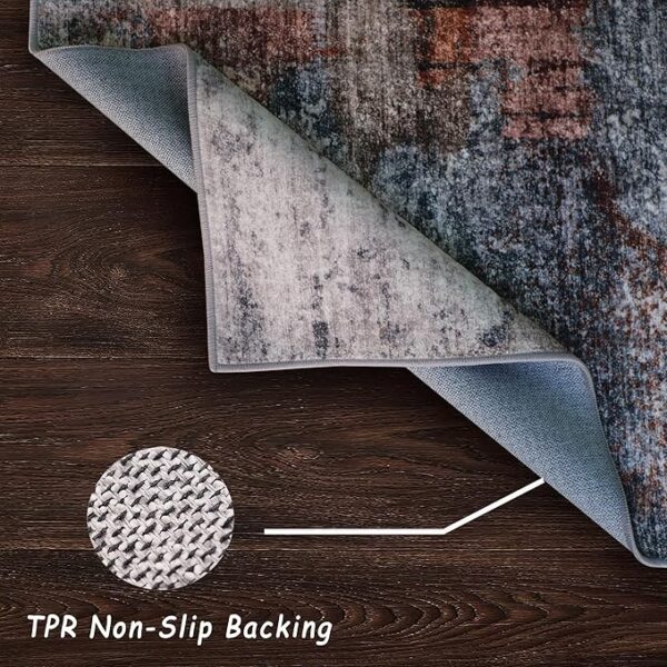vivorug Washable Rug, Ultra Soft Area Rug 8x10, Non Slip Abstract Rug Foldable, Stain Resistant Rugs for Living Room Bedroom, Modern Fuzzy Rug (Gray/Rust, 8'x10') - Image 5