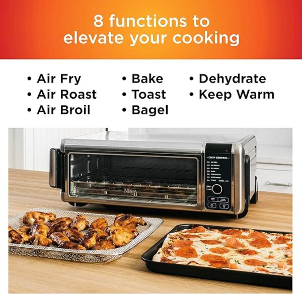 Ninja SP101 Digital Air Fry Countertop Oven with 8-in-1 Functionality, Flip Up & Away Capability for Storage Space, with Air Fry Basket, Wire Rack & Crumb Tray, Silver - Image 4