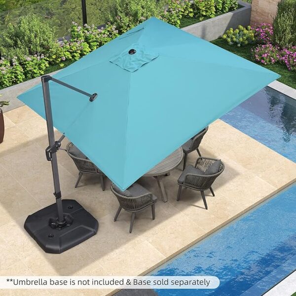 PURPLE LEAF 10 Feet Patio Umbrella Outdoor Cantilever Square Umbrella Aluminum Offset Umbrella with 360-degree Rotation for Garden Deck Pool Patio Turquoise Blue - Image 6