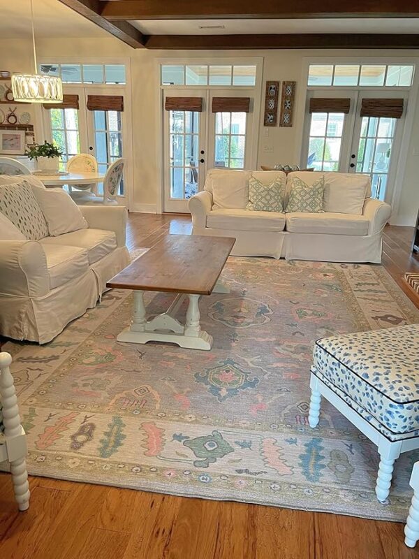 Modern Oushak Rug, Oversize Vintage Turkish Lavender Oriental Antique Inspired Washable Oversized Area Rugs, Extra Large Luxury Living Room Bedroom 9'8 x 13' - Image 4